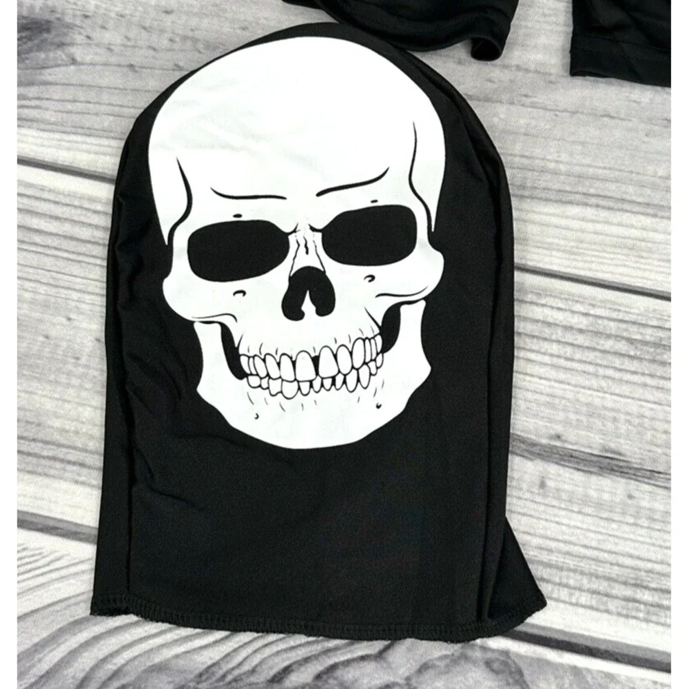 YOLSUN YOUTH SIZE LARGE SKELETON HALLOWEEN COSTUME BODY SUIT * GLOW‎ IN THE DARK